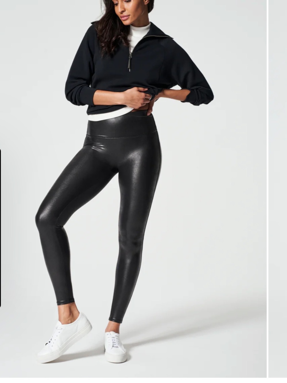 SPANX Black Faux-Leather Leggings - S/P